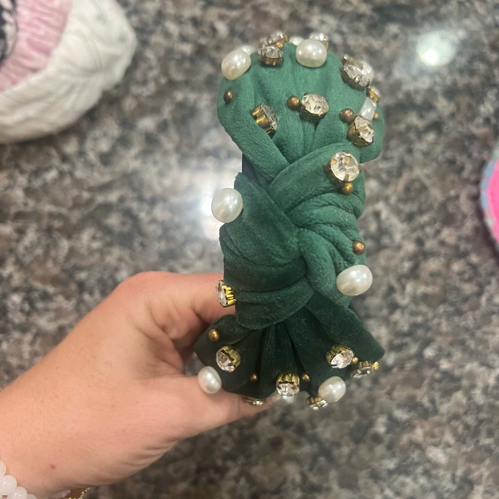 Green velvet headband